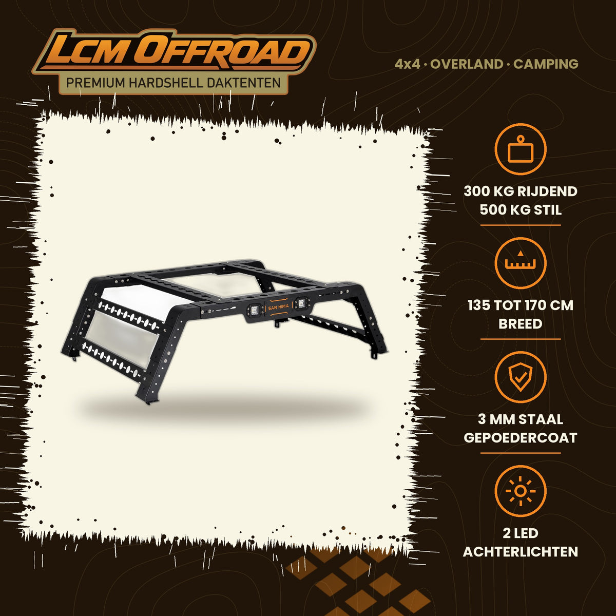 SAN HIMA universele bedrack 500 kg voor pick-up, tentklaar laadbakrek