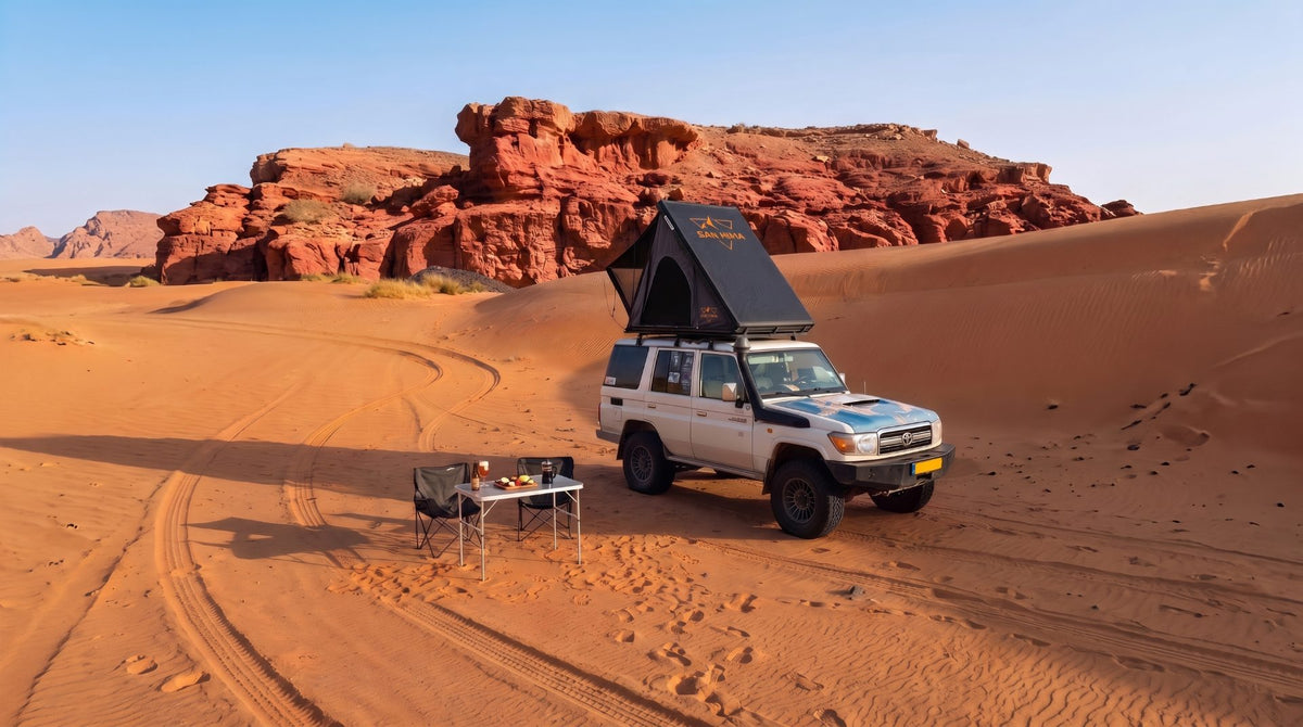 LCM daktent op 4x4 in de woestijn